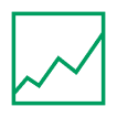 Icone verte graphique, résultats, rapports