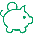 Icone verte tirelire cochon, argent