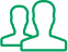 Icone verte deux personnes, collaboration, client, relation